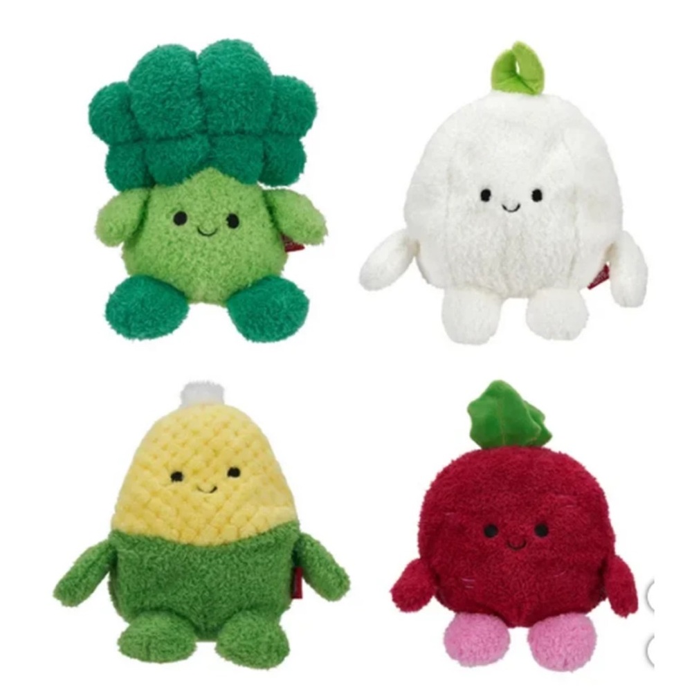 Bumbumz by Russ Rootbumz Corn Broccoli Radish like Jellycat Palm Pals NEW 4 Set